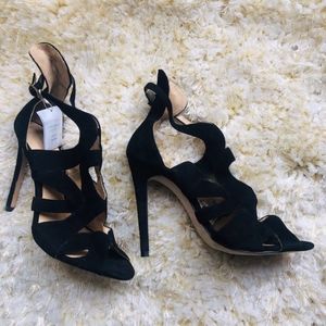 Zara Black Caged Open Toe Heels Size 9